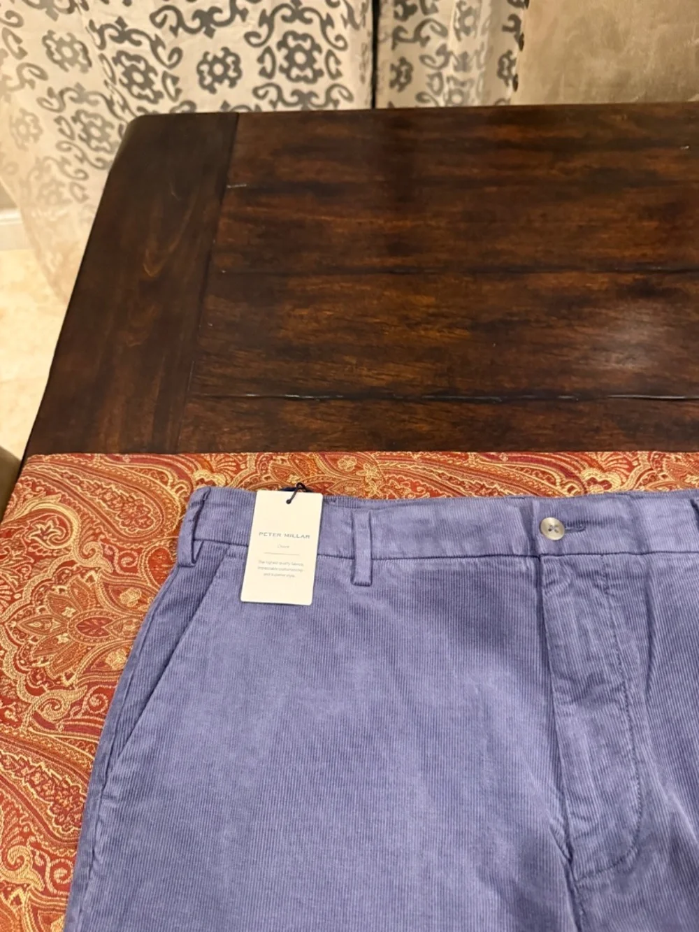 Peter Millar Men's Size 40 Blue Haze Superior Soft Corduroy Pant MSRP $188